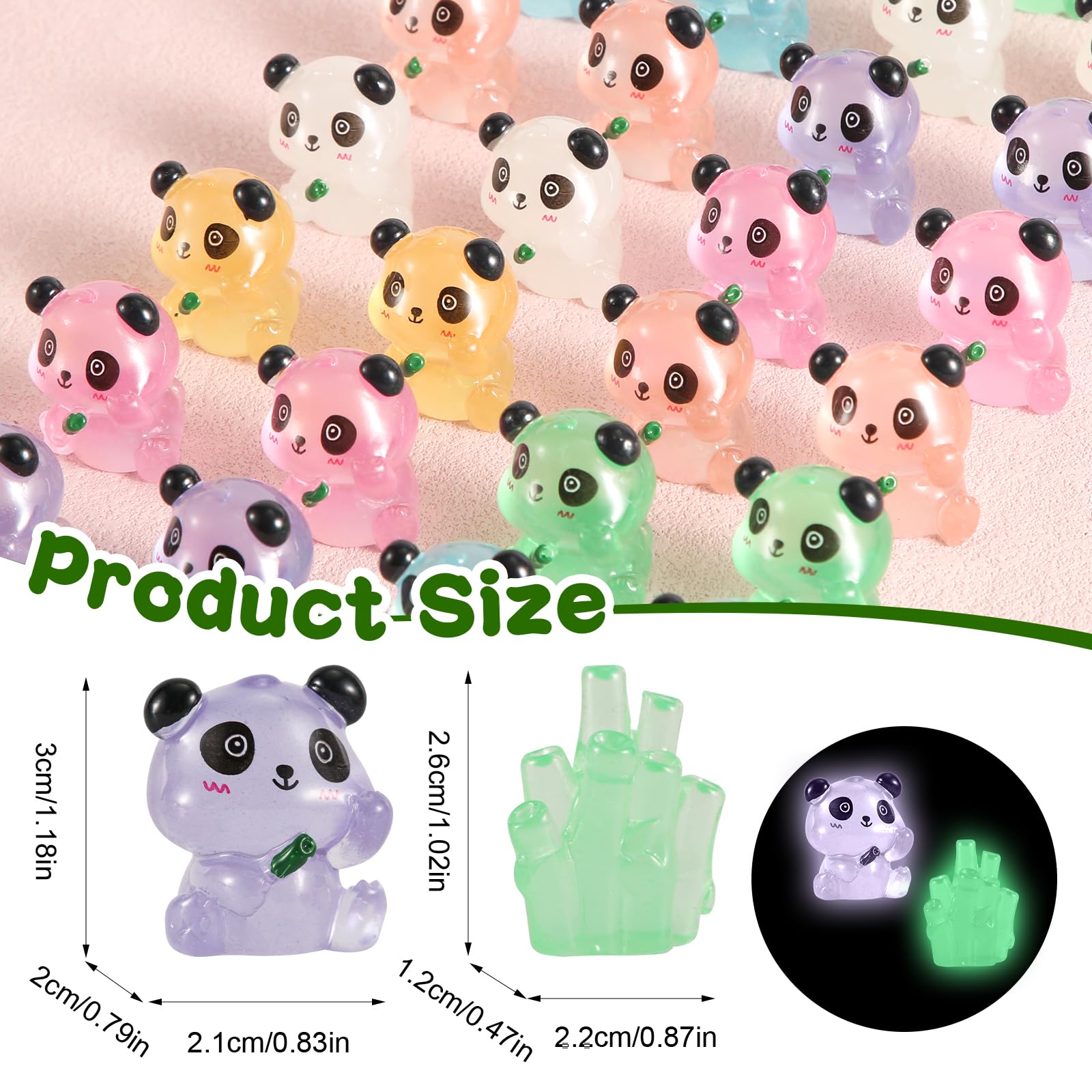 35pcs Luminous Mini Pandas & 5pcs Bamboos - Image 2