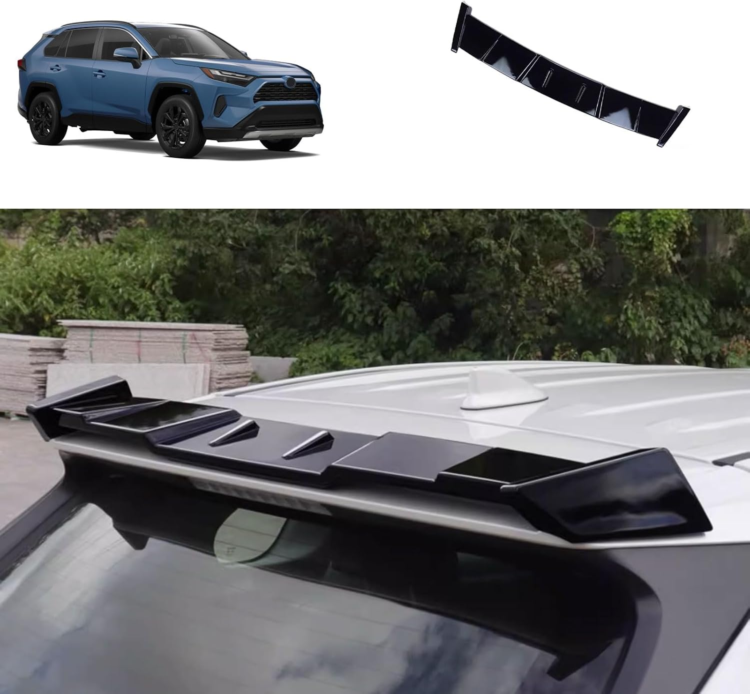Rear Spoiler Wing Cover Compatible with Toyota RAV4 2025 2024 2023 2022-2019 Car Tail Trunk Lip Wing Flap Exterior Car Accessories ABS 1PCS(Glossy Black Style)