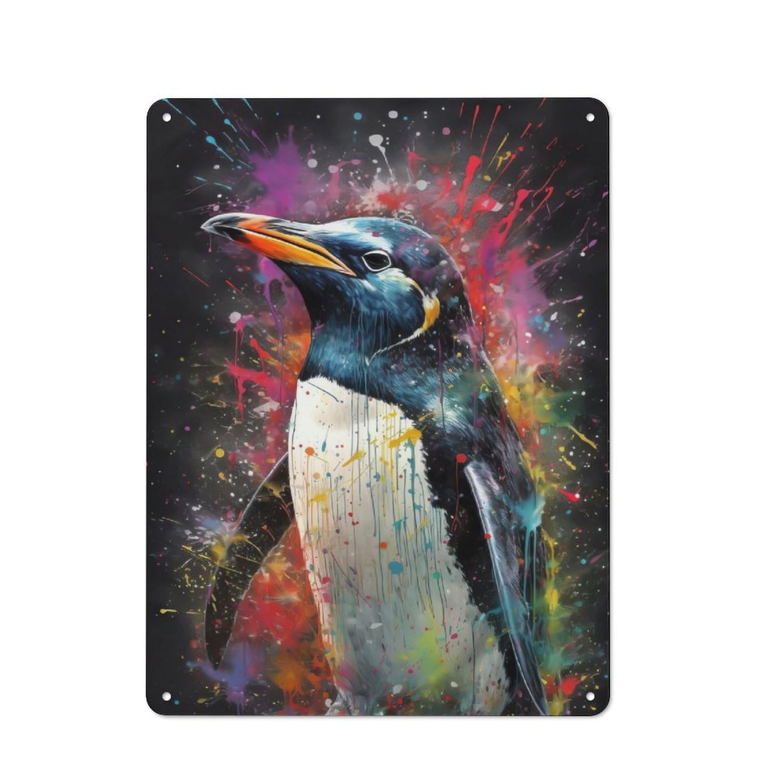 Junmoney Penguin Painting Retro Metal Plaque 40X30cm For Garage Or Workshop, Housewarming Wall Decor For People Furnishing Garage And Workshop