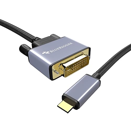 BlueRigger Cable USB C a DVI (6 pies, 4K 30Hz, USB 3.1 tipo C a DVI, Thunderbolt 3 a DVI) Cable USB-C a DVI-D compatible con Samsung Galaxy, Surface