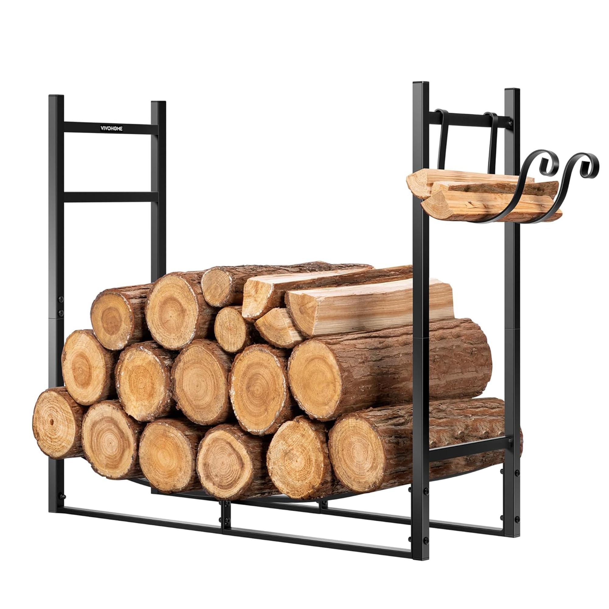 VIVOHOME 3ft Heavy Duty Indoor Outdoor Firewood Storage Log Rack with Kindling Holder