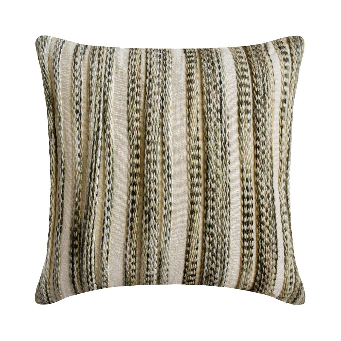 Safari Boho Earthy Colors & Beige Decorative Throw Cushion Cover 60x60 cm Set of 2 Moroccan Cotton Pillow Cover Striped | Lodge Style, Braided Pillowcases for Couch, Sofa & Bed - Savaana Braid — image 1