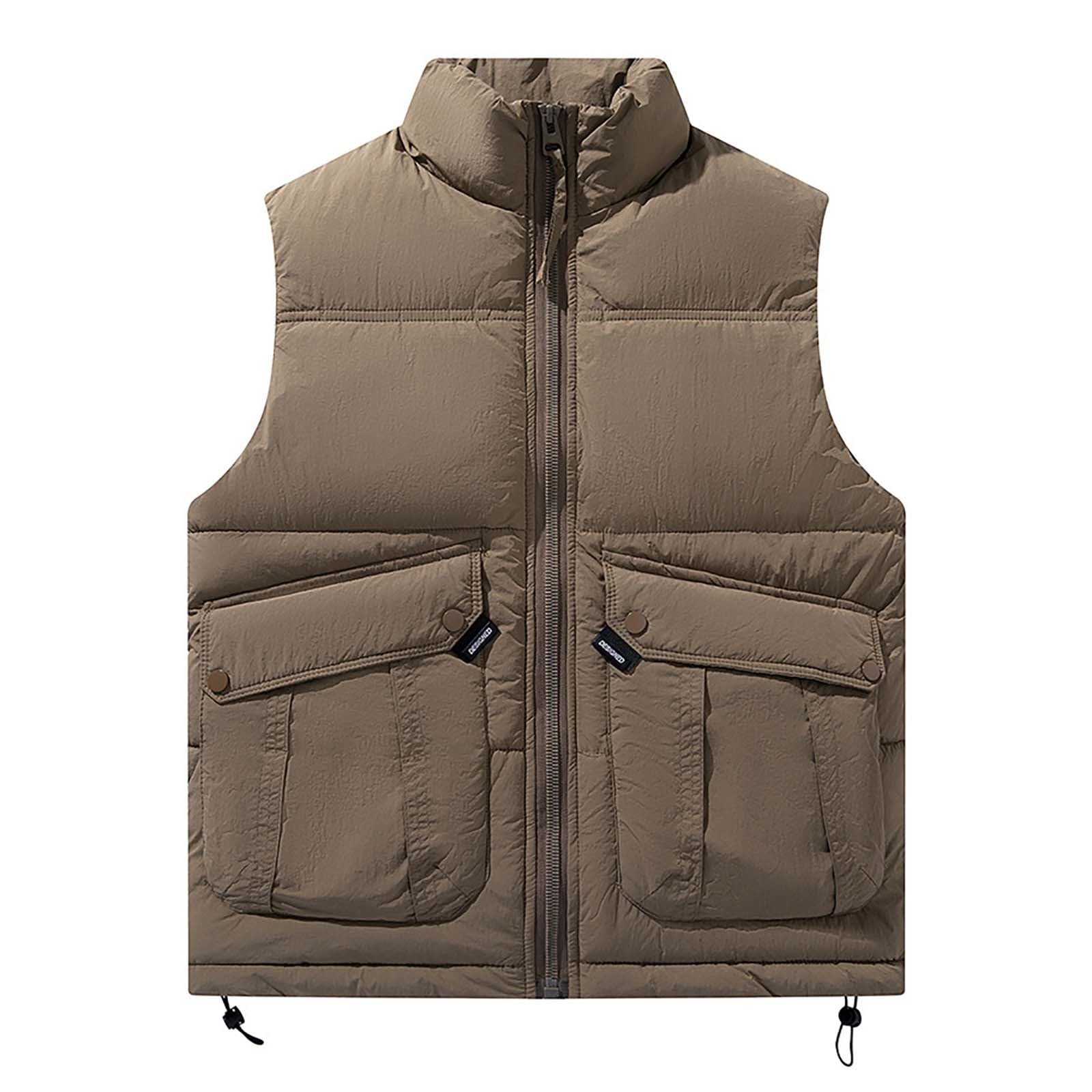 Genérico Chaleco Invierno Hombre Con Capucha Abrigo Sin Mangas Talla Grande calentador de bodywarmer chaqueta térmica para correr acolchado bolsillos ajuste regular exteriores