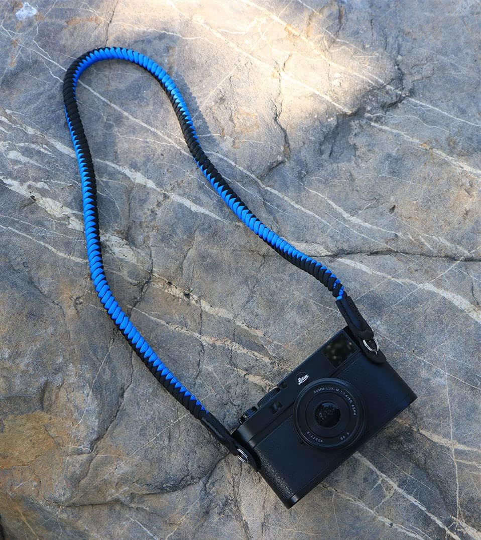 Paracord Woven Camera Neck Shoulder Strap Belt Hand Compatible with Canon Nikon Sony Olympus Pentax Fujifilm Panasonic SLR DSLR Digital Mirrorless Cameras 36inch Blue Black