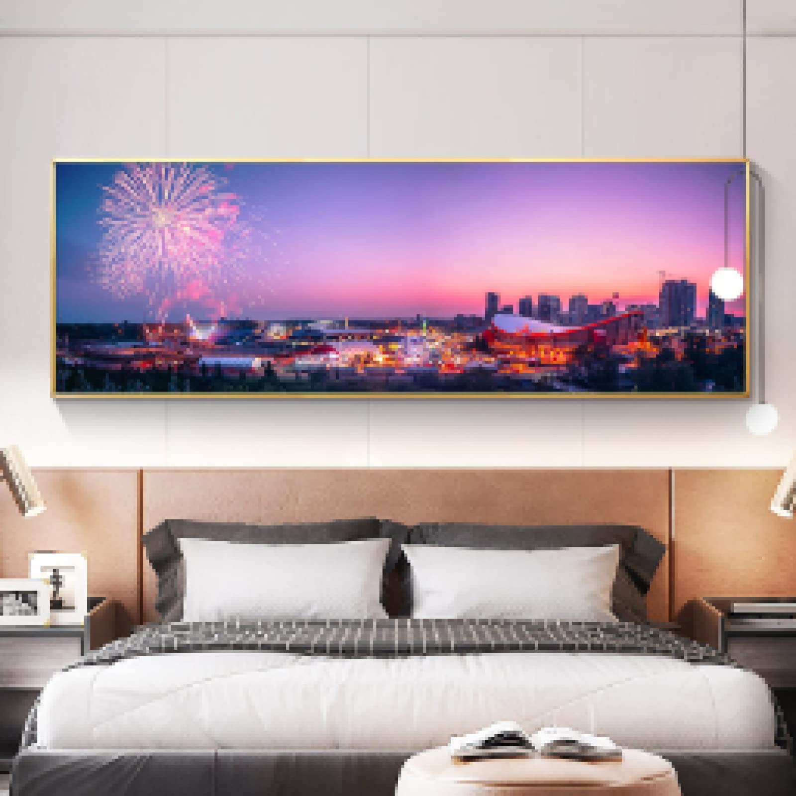 Art print resort bateaux bâtiments affiche murale nuit 60 x 180 cm - 8