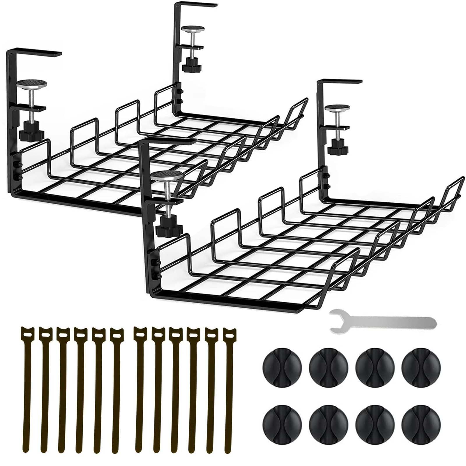 Wnqou 2 Pack Under Desk Cable Management Tray