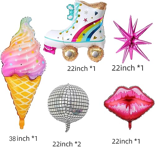 Miniatura 3 de Kit de arco de guirnalda de globos rosados, 136 globos dorados metálicos de color rosa intenso con enormes patines de labios en explosión de