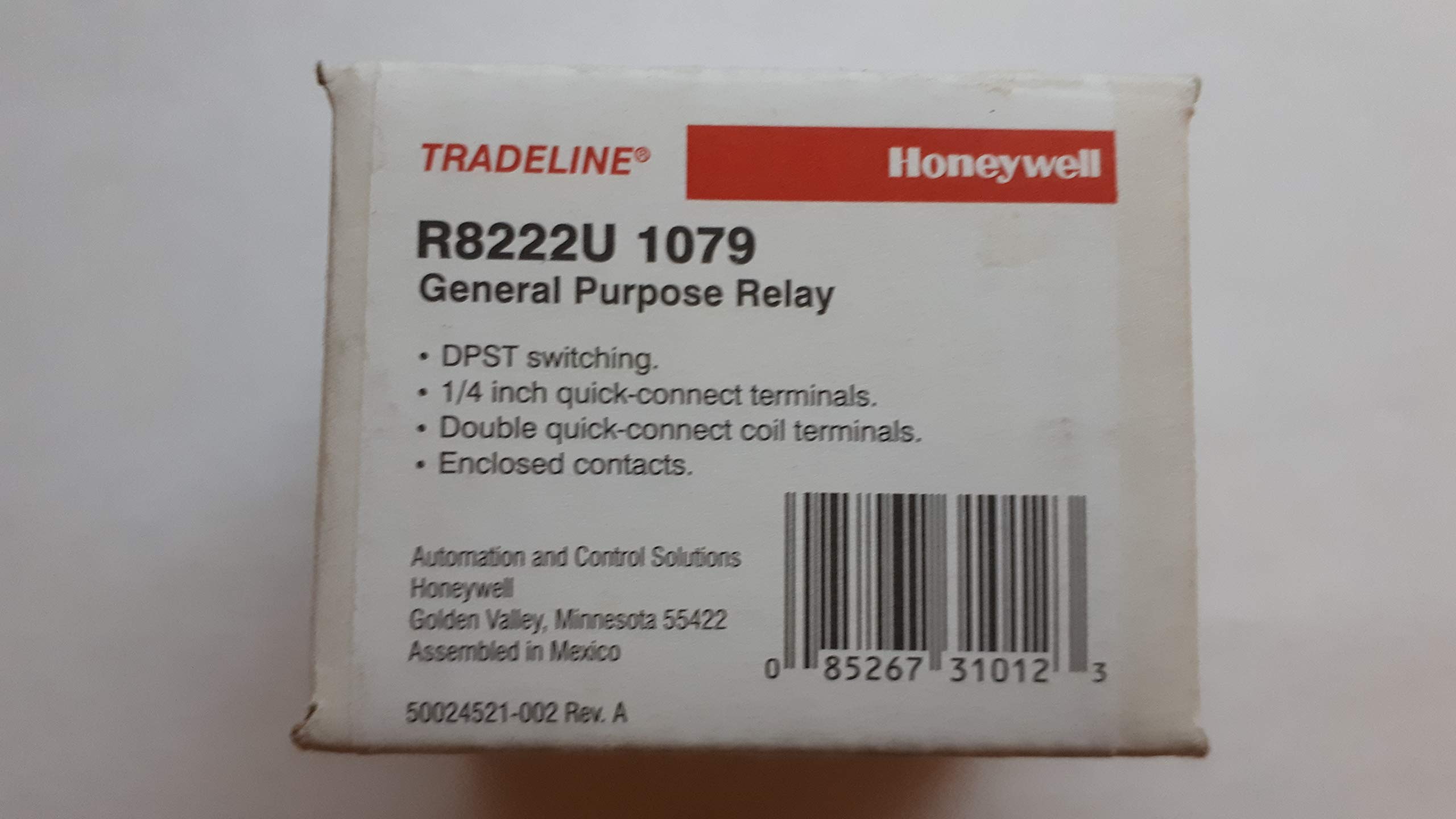Honeywell R8222U1079 24 Vac general purpose relay with DPST