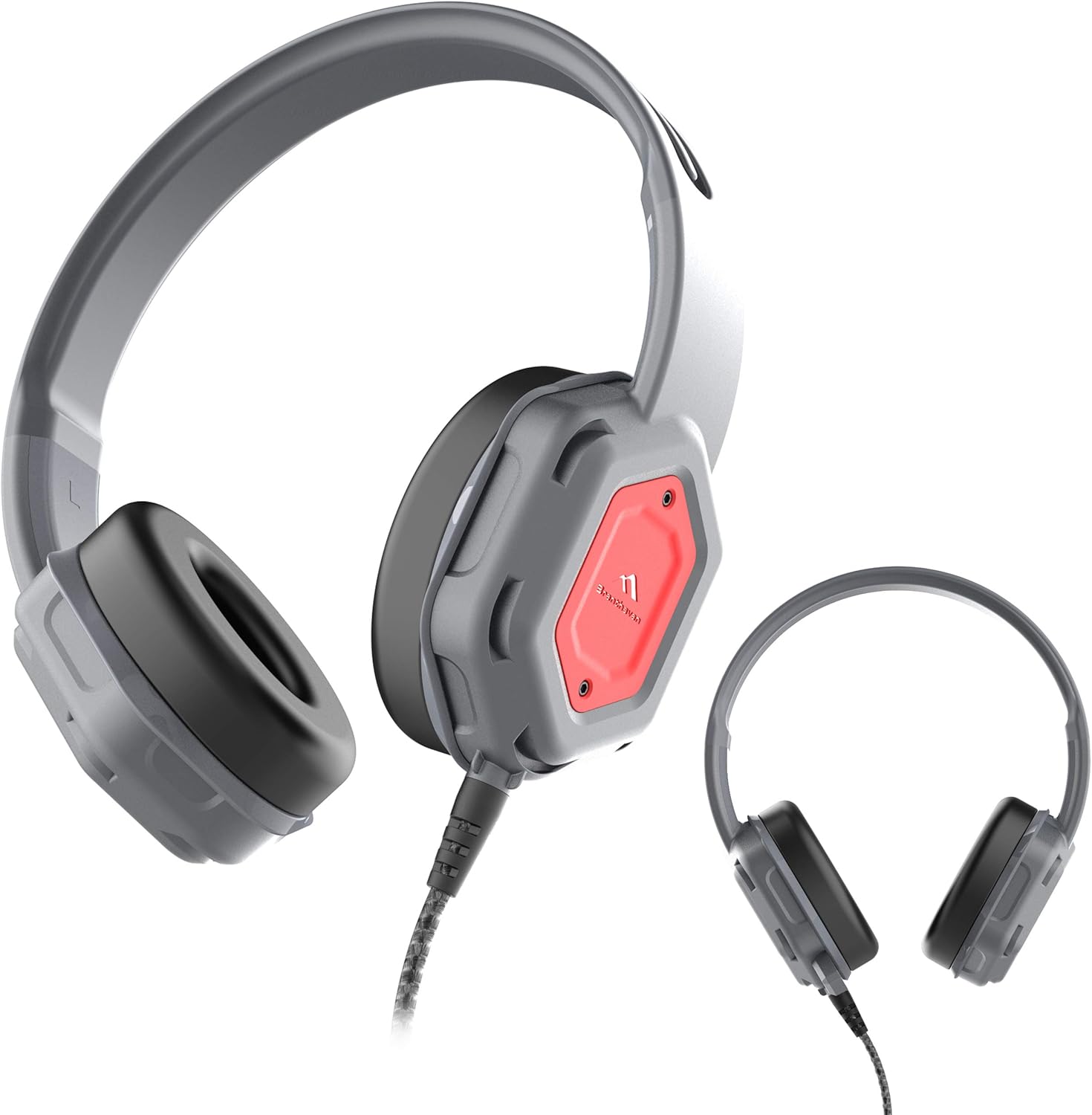 Brenthaven Edge Rugged Over Ear Headset with Durable Ear Pads, Twistable, Durable Headband for K-12 Students, Teachers and Kids – with in-line, Unidirectional Microphone, Gray/Red (10 Pack Headset) : Electronics