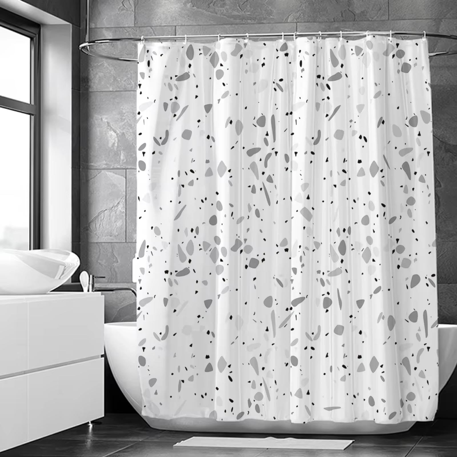 Rideau de douche moderne en tissu polyester imperméable 125x150cm avec crochets