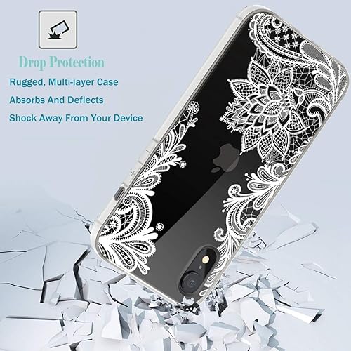 Miniatura 7 de Funda de teléfono para iPhone XR 2018 niñas mujeres, delgada, a prueba de golpes, transparente, patrón floral, suave y flexible, funda protectora de