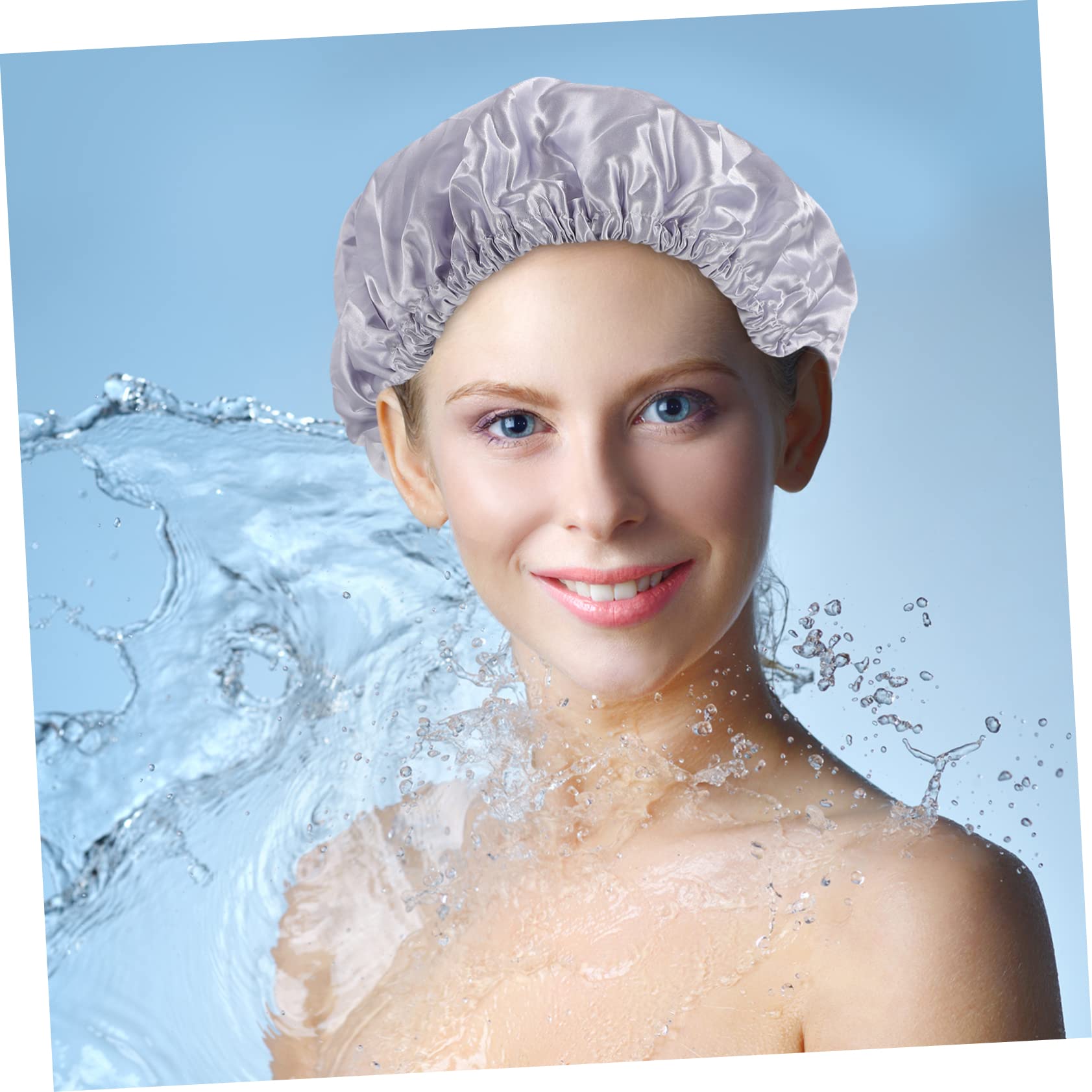 3 piezas Gorro de Ducha Reutilizable para Mujeres de Material Peva y Satén y Duradero para Baños y Lavado de Diseño Colores Sólidos Rosa Melocotón Gris