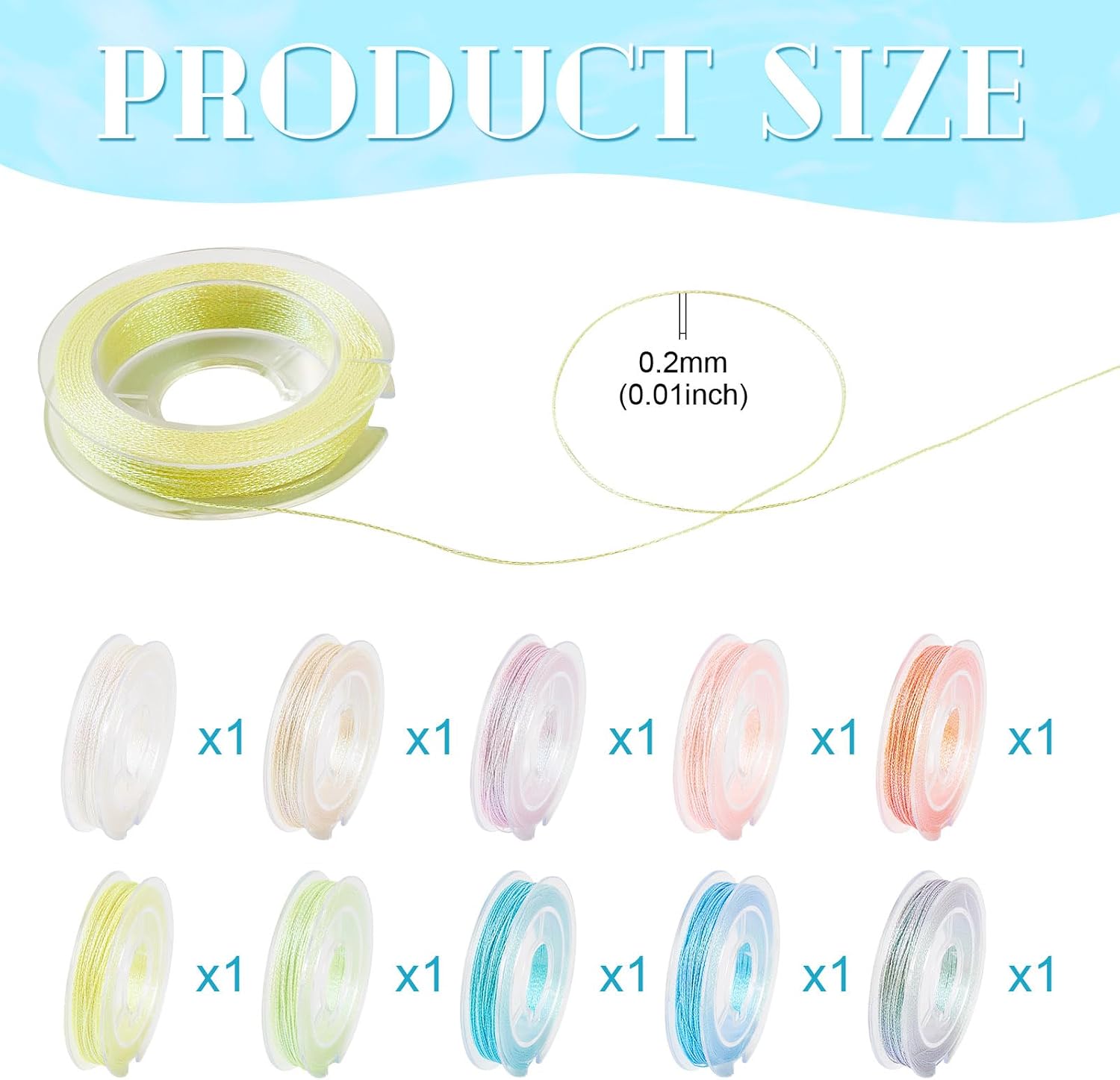 Beadthoven 10 Rolls Glow in The Dark Beading Thread 0.2mm Polyester Cord Braided Thread for Bracelets Jewelry Making Pastel Chinese Knotting Cord Macrame Sewing Thread for Knitting Christmas Ornament