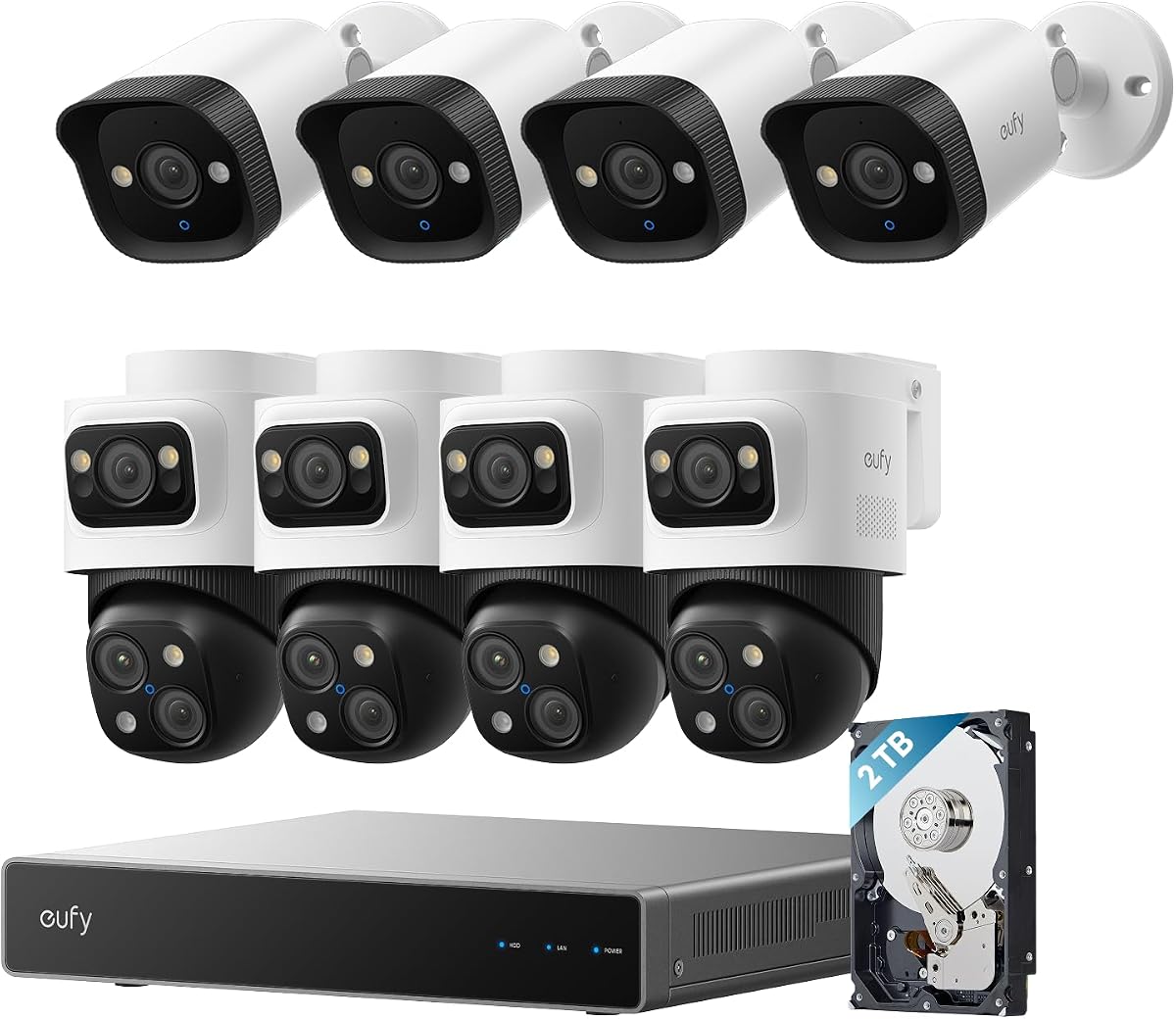 Sistema de seguridad eufy PoE NVR S4 Max + 4 complementos PoE Cam E40