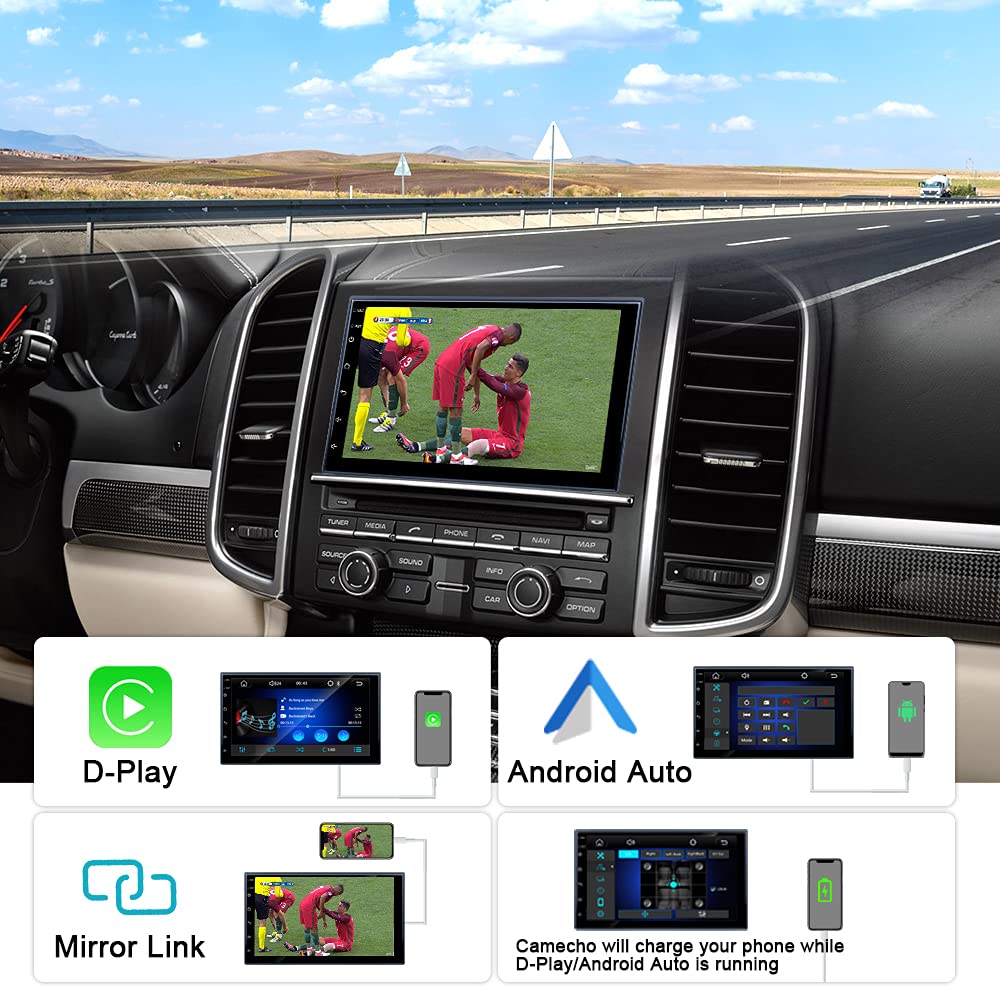 Buy Camecho Android Auto Double Din Car Stereo Carplay 7 Inch Bluetooth