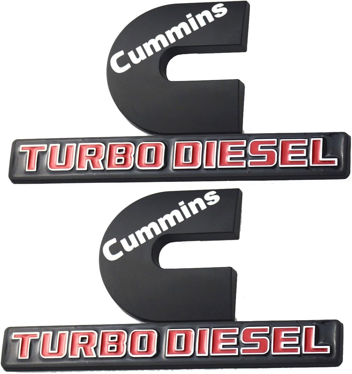 2 Pack Cummins Turbo Diesel Emblems, Badges High Output Nameplate Replacement Sticker for 2500 3500 Fender Emblem(Black)