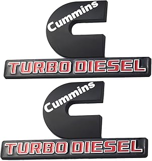 Aimoll 2pcs Cummins Turbo Diesel emblems,3D Decal Badges High Output for Ram 2500 3500 Nameplate Emblem Mopar (Black)
