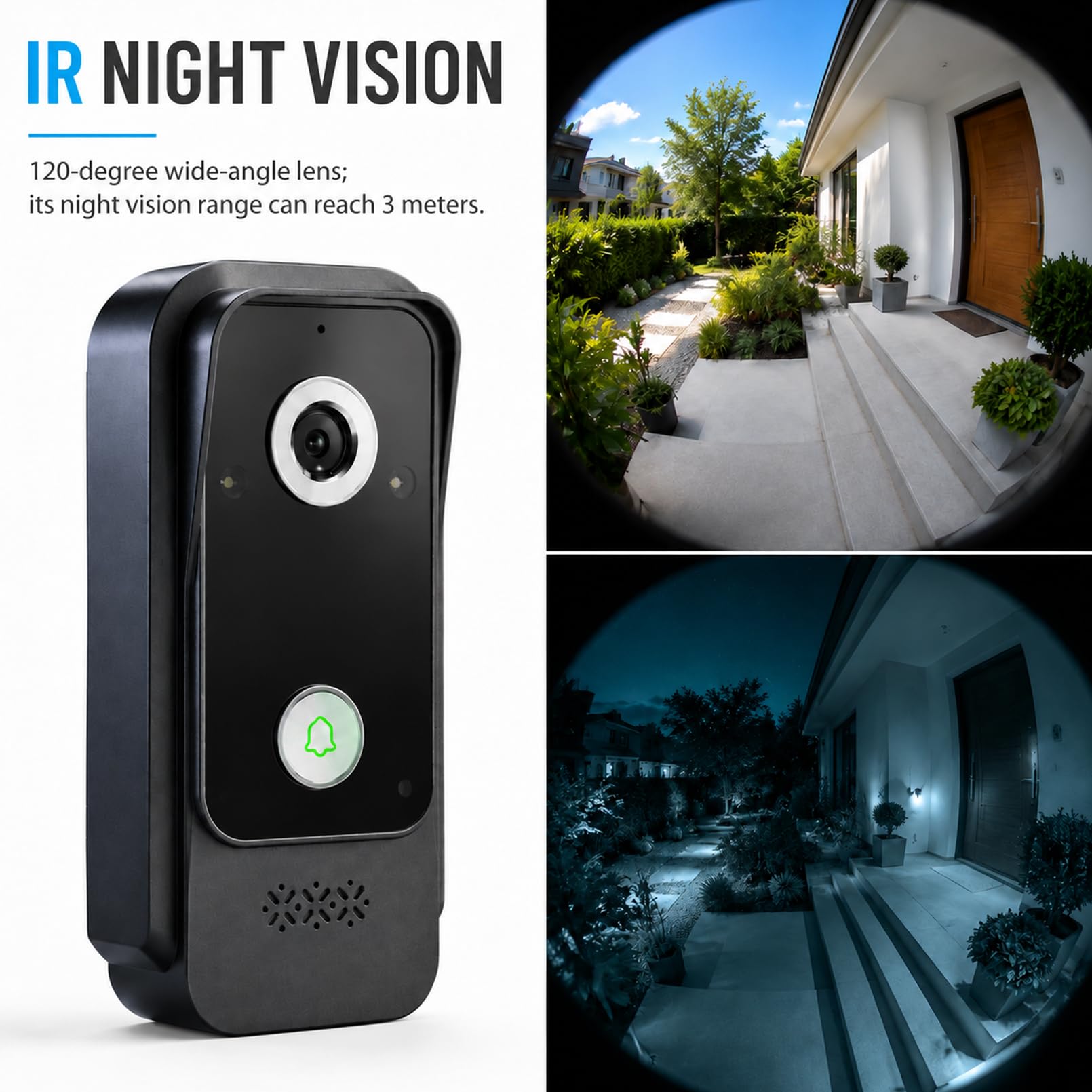 4fili 7" Sistema Videocitofonico AHD 1080P, Campanello con Cavo e 10 Suonerie,Dispositivo Esterno Impermeabile IP65 con Visione Notturna a IR, Sblocco Tramite Monitor
