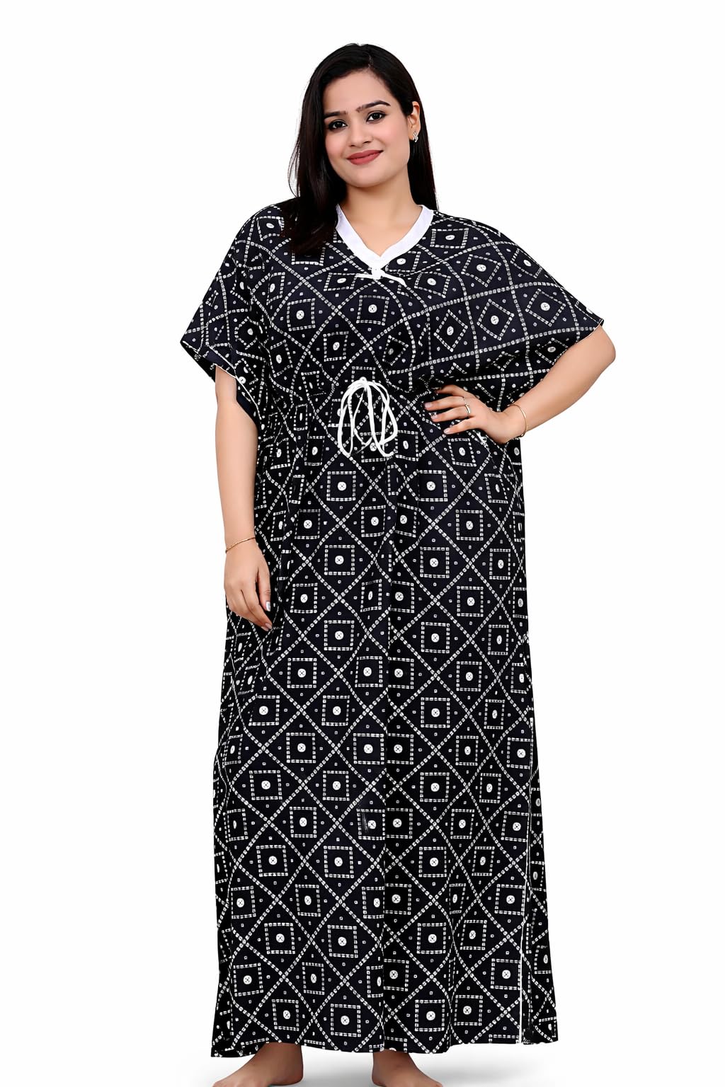 Cotton Black Kaftan nighites/Maxi for Ladies/Women/Nightgown/Maxi-image-29