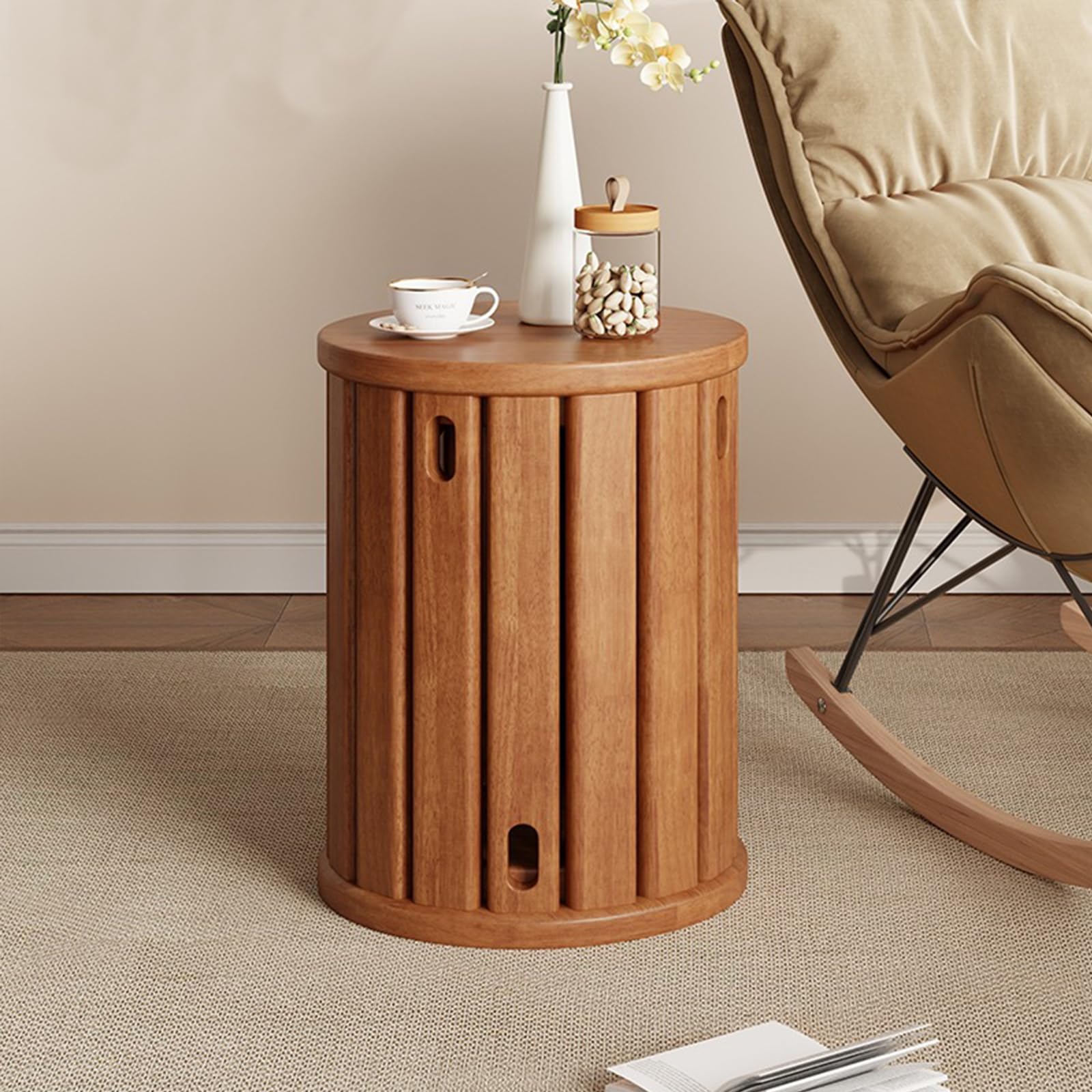 Tabourets en bois massif empilables et tables d'appoint