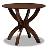 Baxton Studio Tilde Modern and Contemporary Walnut Brown Finished 35-Inch-Wide Round Wood Dining Table