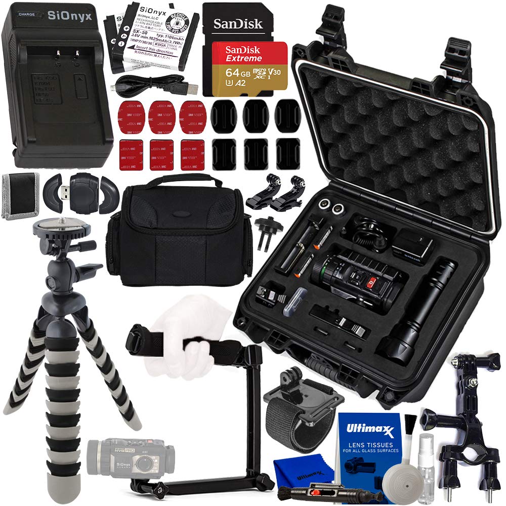 SiOnyx Aurora PRO Explorer Night Vision Monocular Camera Kit & Basic Action Bundle - Includes: SanDi