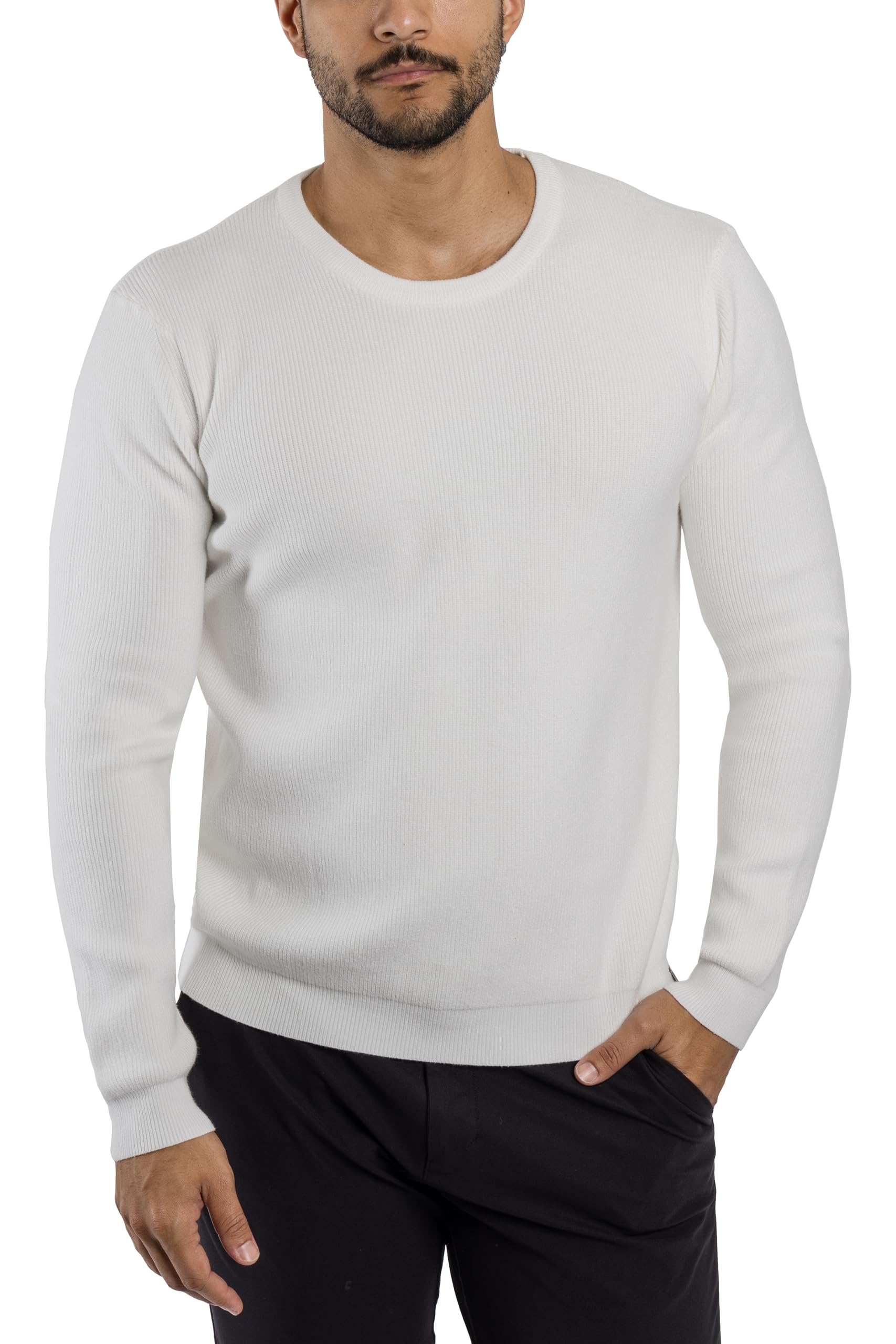 Men's Ribbed Crew Neck Comfortable Fit Sweater, Men's Long Sleeve Mid-Weight Pullover Sweater for Fall-picture-36