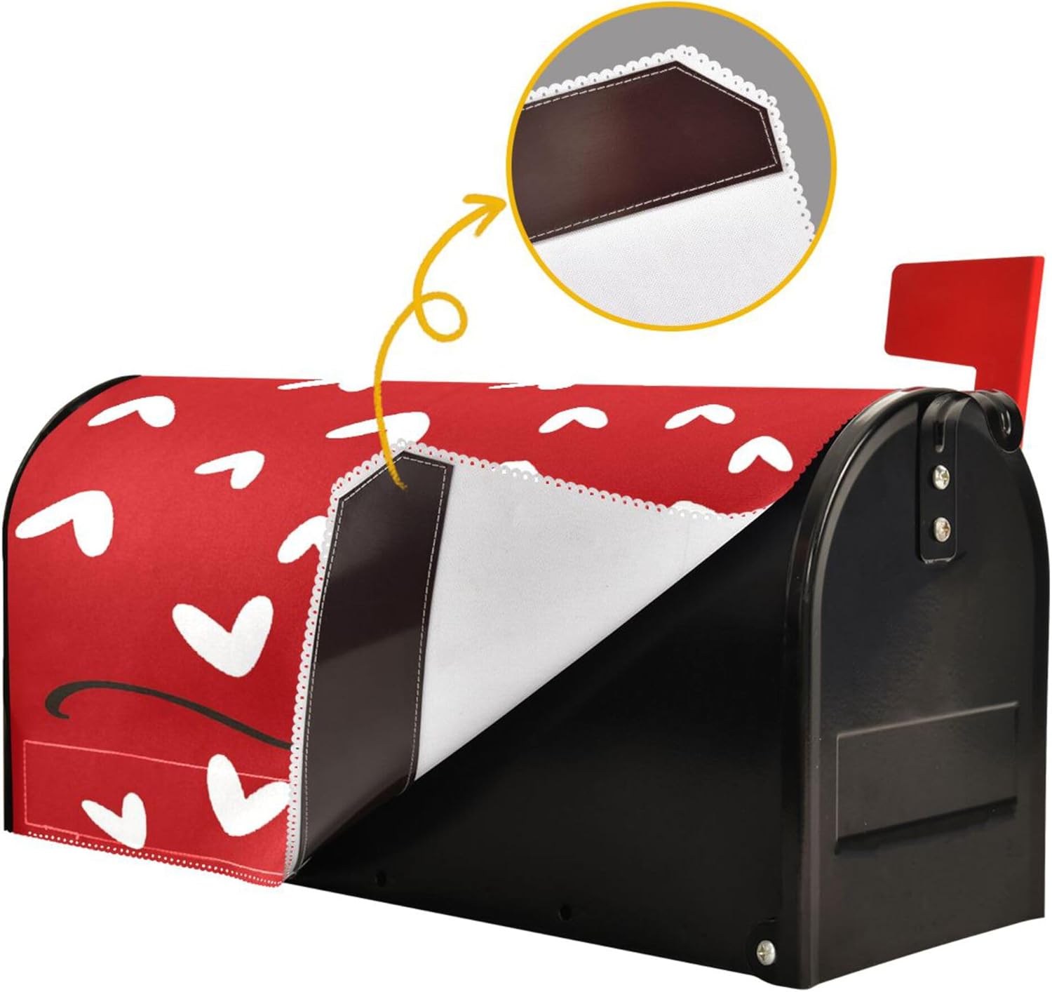 Wamika Happy Valentine's Day Mailbox Cover Standard Size Valentines Day Red Love Heart Magnetic Mailbox Covers Garden Yard Box Cover Holiday Decorations 25" L x 21" W