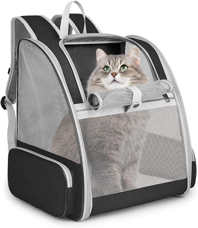 BOW CALICO Kisállat Hordozó Hátizsák 10 kg-ig - Összecsukható, Lélegző, Könnyű Szállítótáska Macskáknak, Kutyáknak, Repülőgépen is Használha