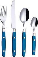 Vista 31 de Set de cubiertos Annova, cubiertos de cocina de acero inoxidable retro/remaches de colores, juego de cubiertos de mesa, incluye cuchillos