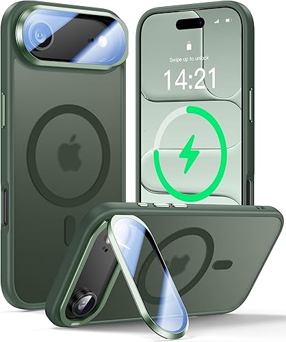 Miniatura 54 de Funda para iPhone 14 Pro de 6.1”, cubierta para cámara con soporte, protector de lente de cámara 9H, compatible con MagSafe, a prueba de golpes de