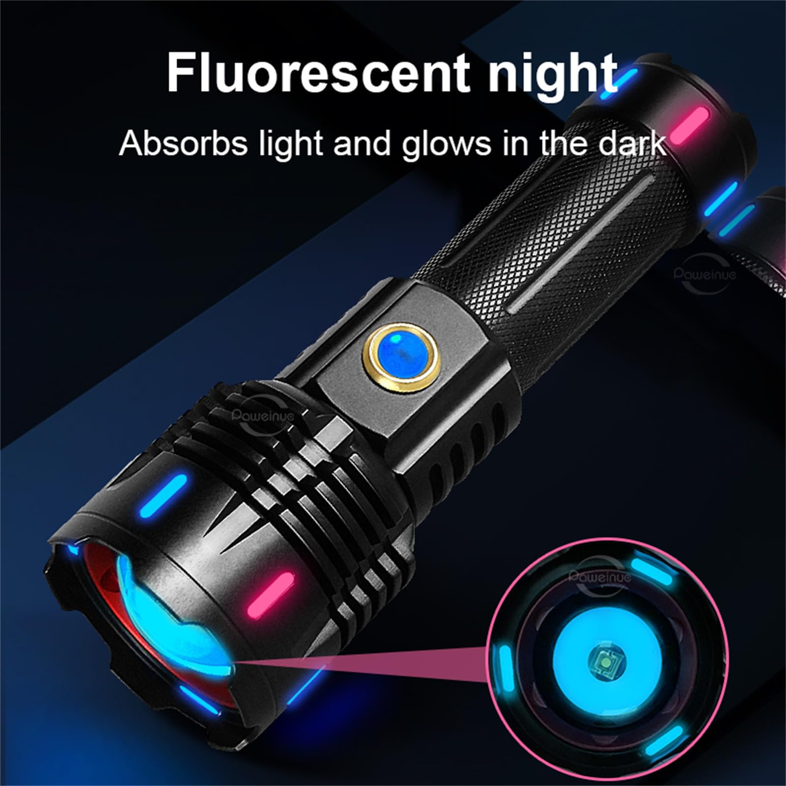 DazulI Linternas De Alto Lúmenes Recargables, Linternas LED De Alta Potencia Fluorescencia Potente Linterna 4000 M Recargable XHP360 Para Emergencia Camping Senderismo