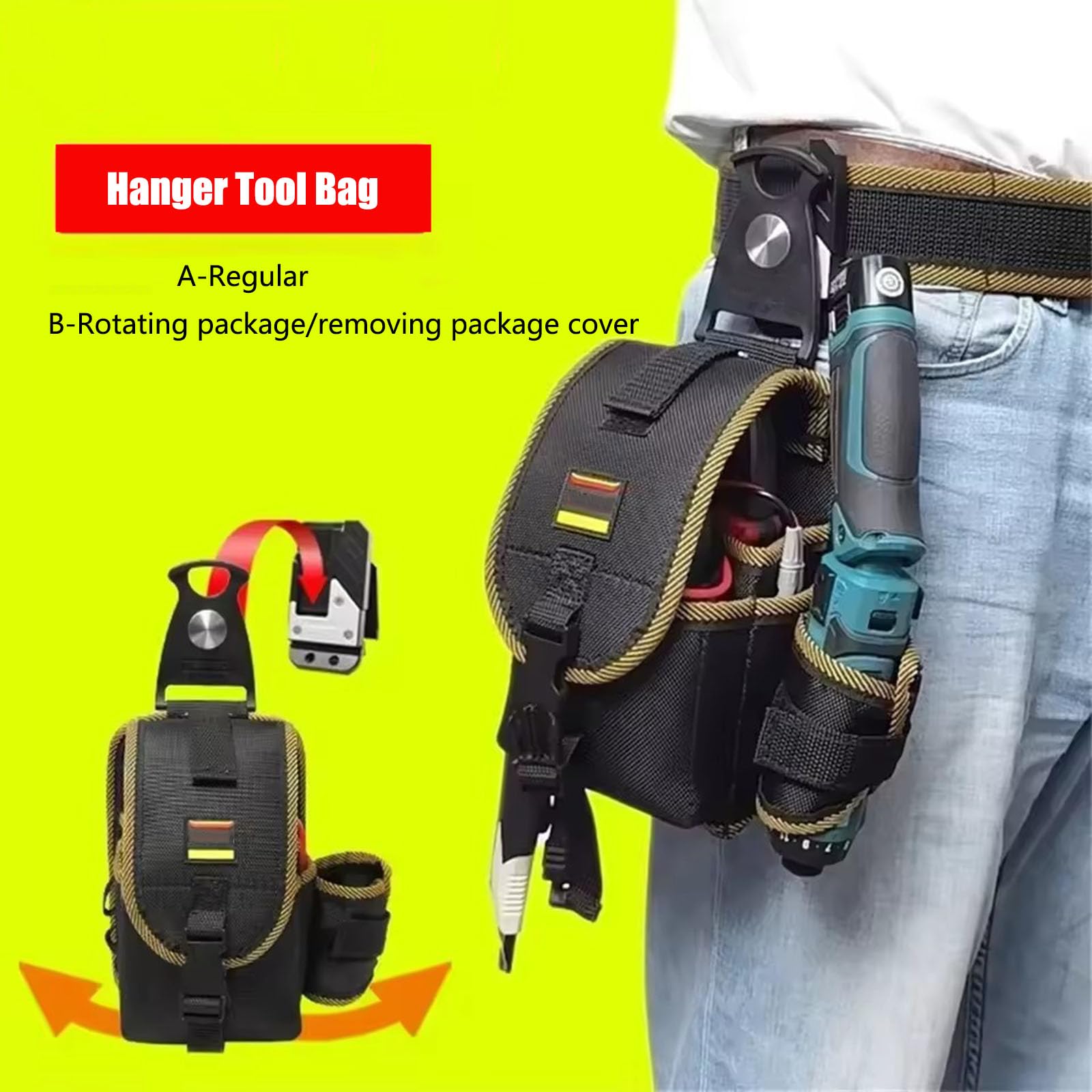 Bolsa De Herramientas Para Clavos Y Tornillos Con Clip Para Cinturón, Bolsa Organizadora Para Herramientas De Clavos De Rápida Colocación, Bolsa De Almacenamiento Para Tornillos Y Clavos Con Hebilla,A