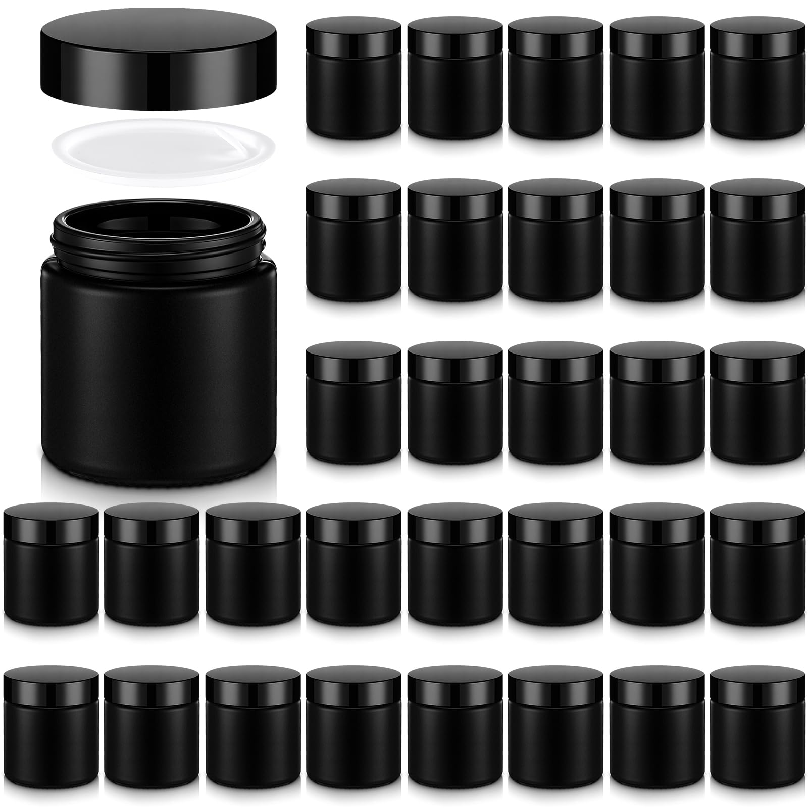 Norme 36 Pcs 4 oz Glass Jars with Lids Cosmetic Jars, Frosted Black