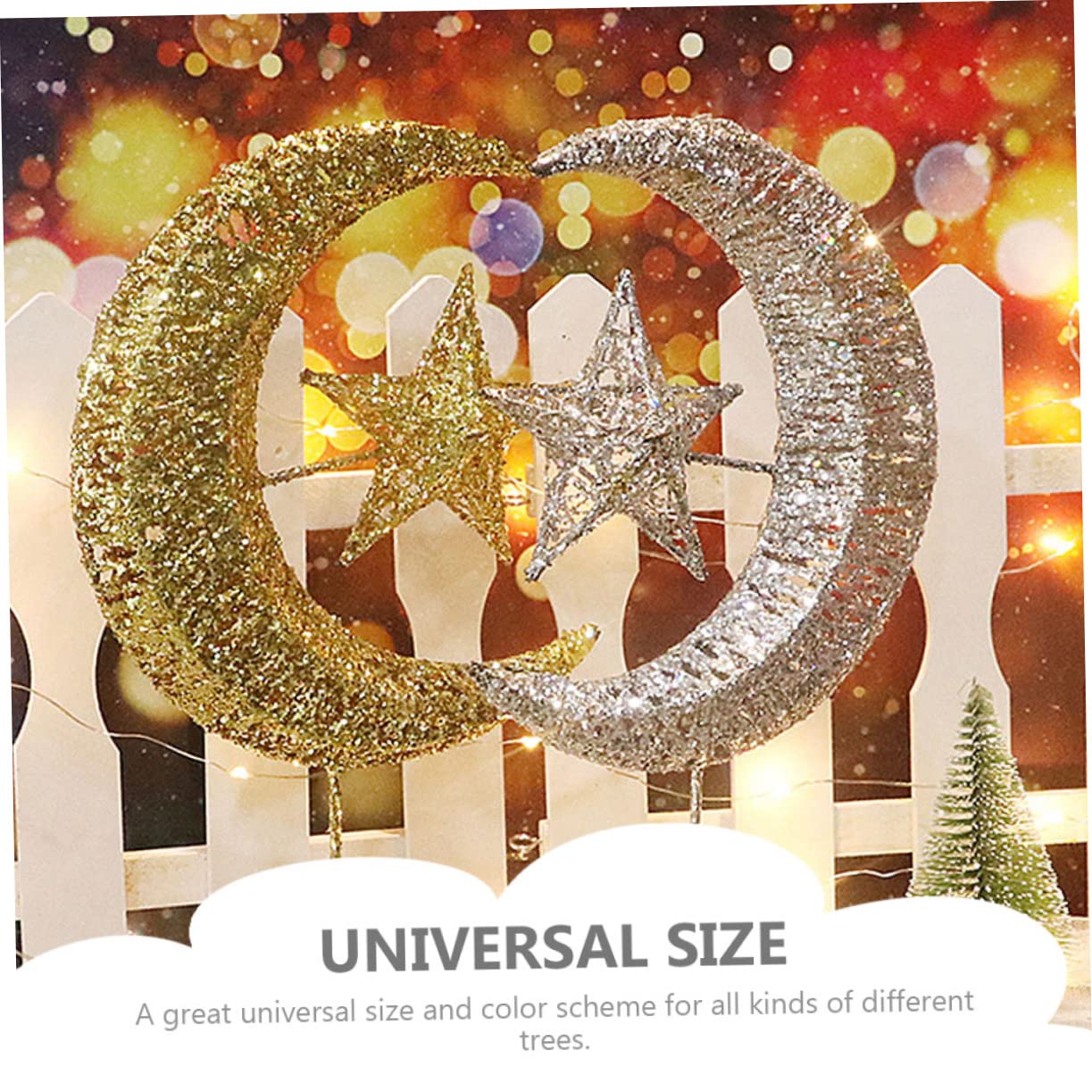 3pezzi Puntale Natalizio Stella Glitterato Luci Led Decorazione Per Per e Atmosfera Natalizia Riutilizzabile e Leggero