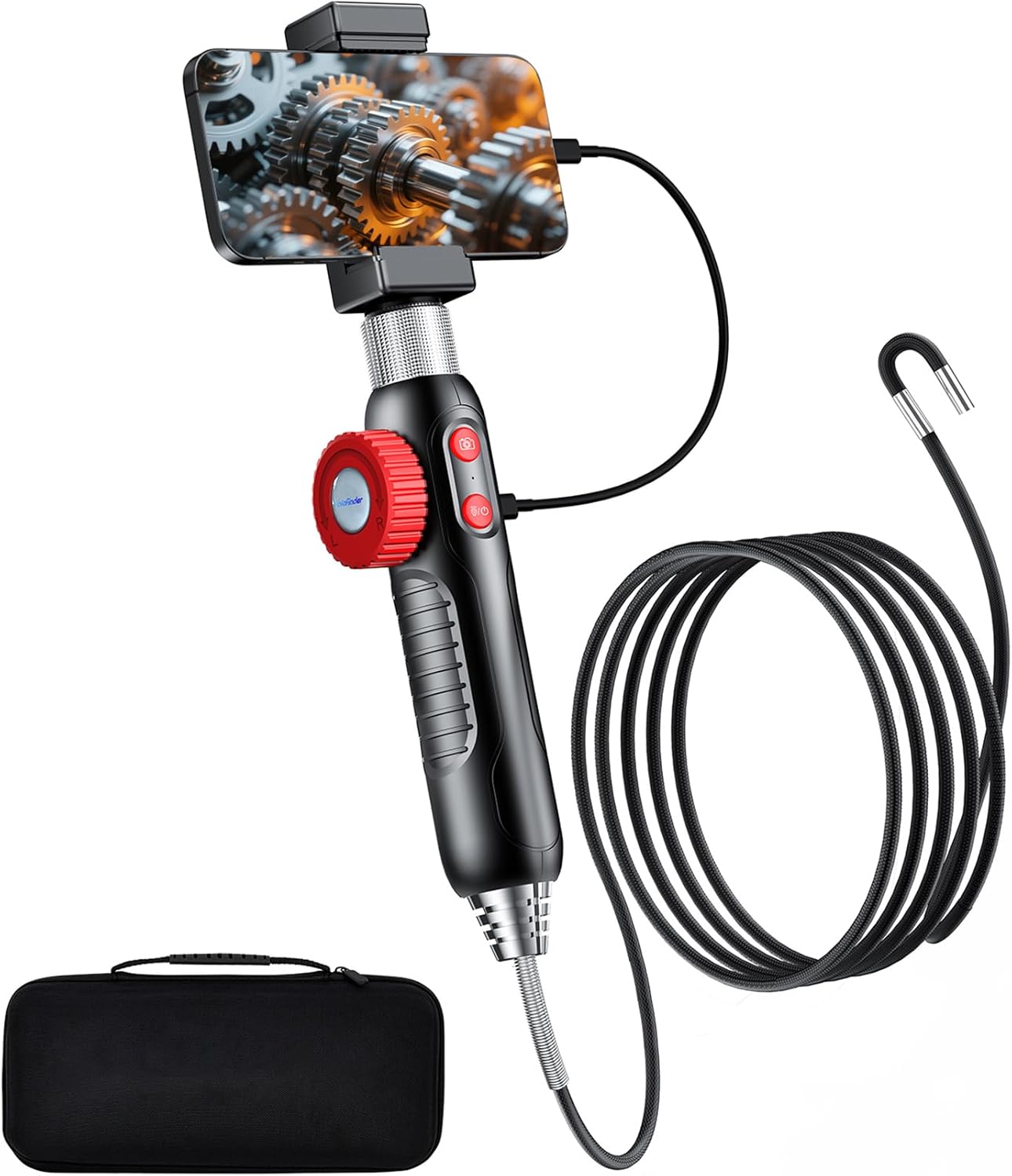 Borescope 1080P Dual-Direction Articulating for iPhone and Andriod Endoscope 6.2mm Probe Camera with Light Lights for Automotive Engine Plumbing HVAC Inspection 2.95 FT Cable