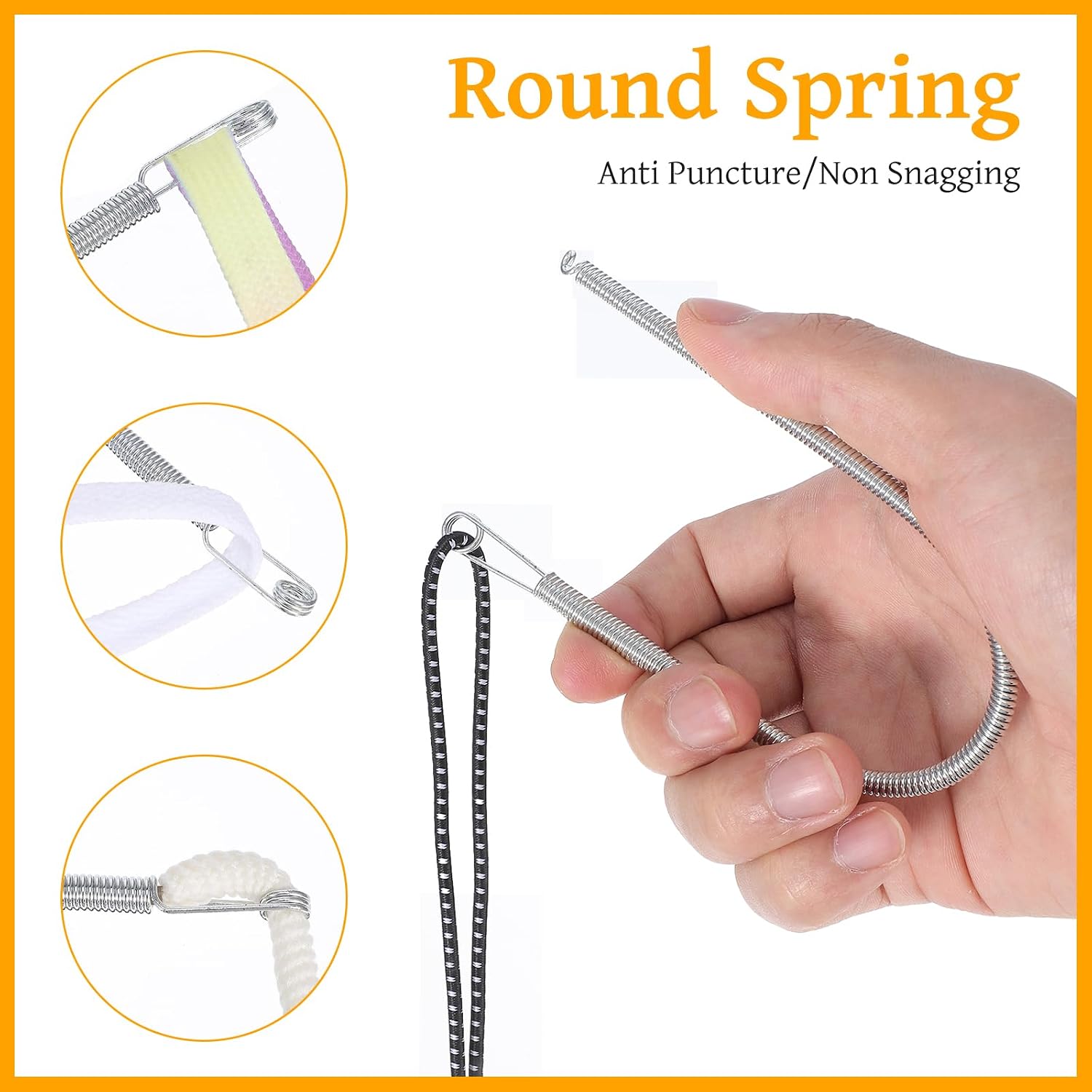 3 Pcs Flexible and Elastic Drawstring Threaders Tool Set DIY Rope Threader Clip Spring Drawstring Needle Threader for Replacement Elastic Cords Easily Hoodie Pants Shorts Shoes Sweatpants Bag