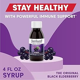 Sambucol Black Elderberry Syrup - Sambucus Elderberry Syrup, Black Elderberry Liquid, Immune Support, Elderberry Syrup for Kids and Adults, High Antioxidants, Gluten Free - Original Formula, 4 Fl Oz