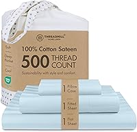 Vista 46 de Threadmill Juego de sábanas de 4 piezas de 100 % algodón, hipoalergénico, transpirable, resistente a las manchas, 500 hilos