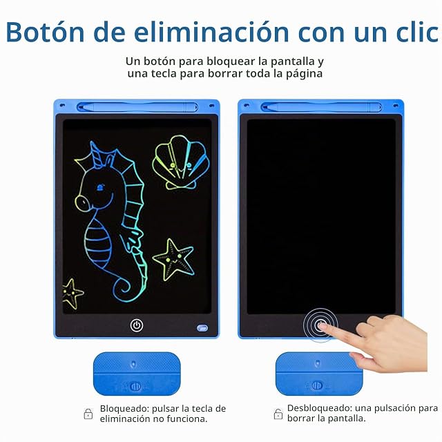 Foto 4 de 7 de yummici Tableta De Escritura LCD para Niños 8.5 Pulgadas para El Hogar Color Azul