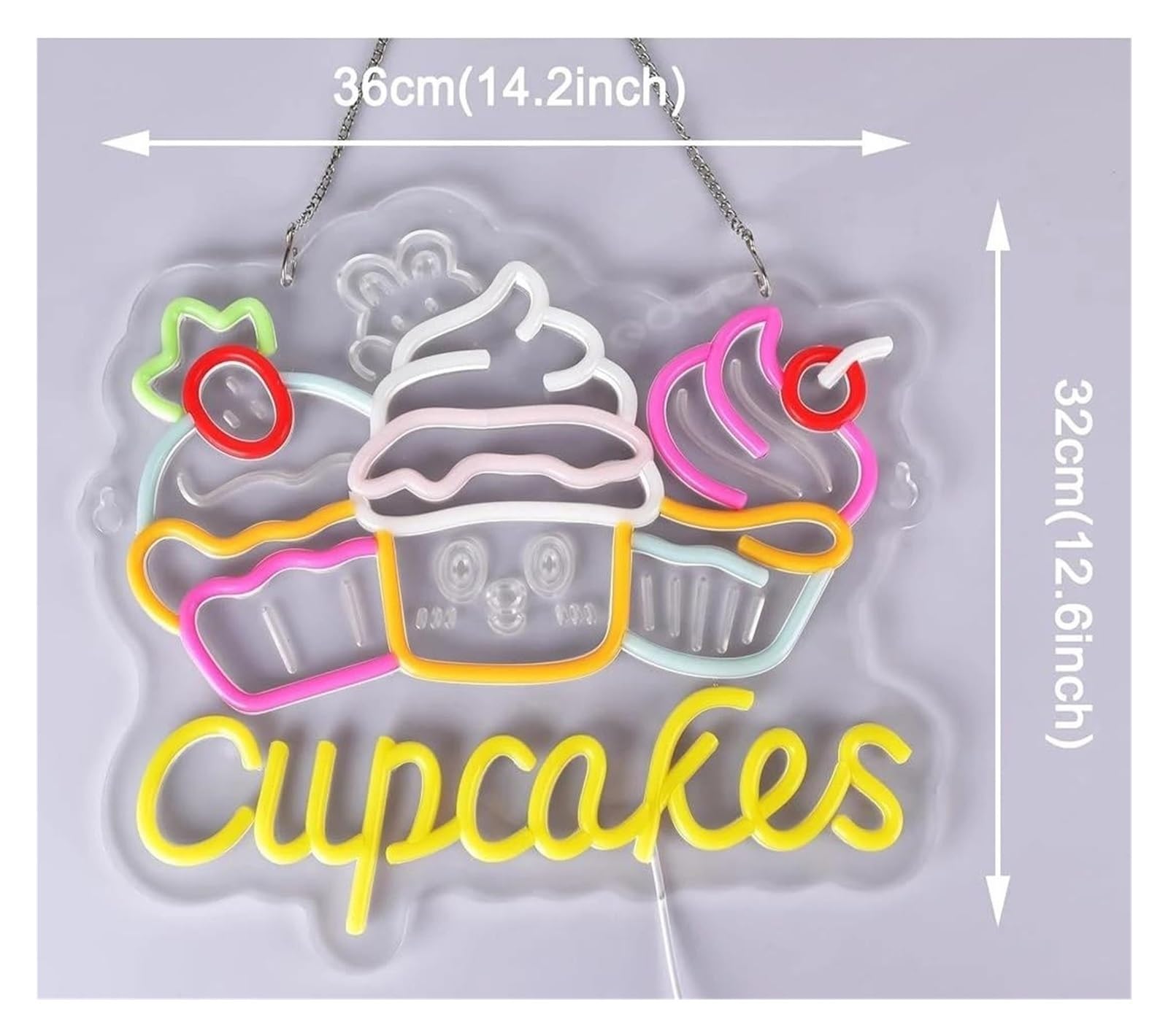 Cupcakes per insegna al per neon per usb LED dimmerabile per luminosa per 36x32cm