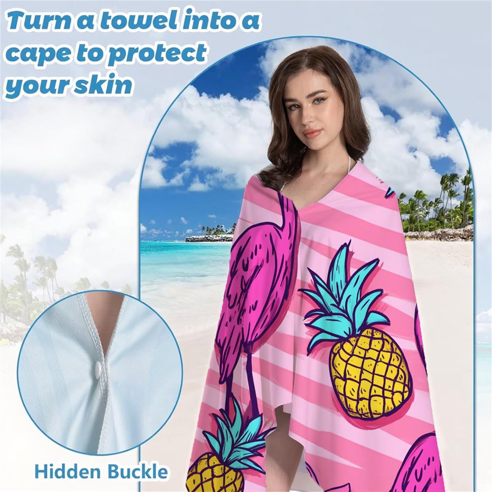 Serviette de Plage XXL 220x100 cm Anti Sable et Séchage Rapide Microfibre Drap de Plage Serviette de Bain Grande Taille Drap de Bain pour Homme Femme Voyages Natation Camping Pique Nique Flamant S-683