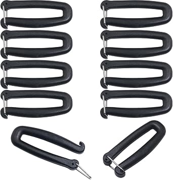 10PCS Detachable Square Buckle Outdoor Rucksack Satchel Elastic Hook 38mm/1.5in Clip On U POM Adjustable for Webbing Attachment Hook Black