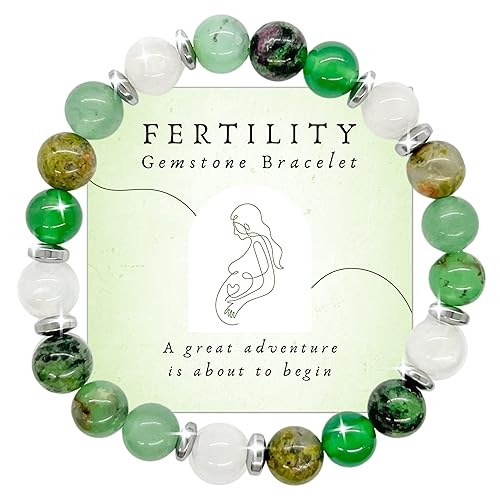 Fertility Bracelets For Women - Natural Crystals and Gemstones - 8mm Beaded Stretch Bracelet - One Size Fits All - Infertility Gifts For Women IVF