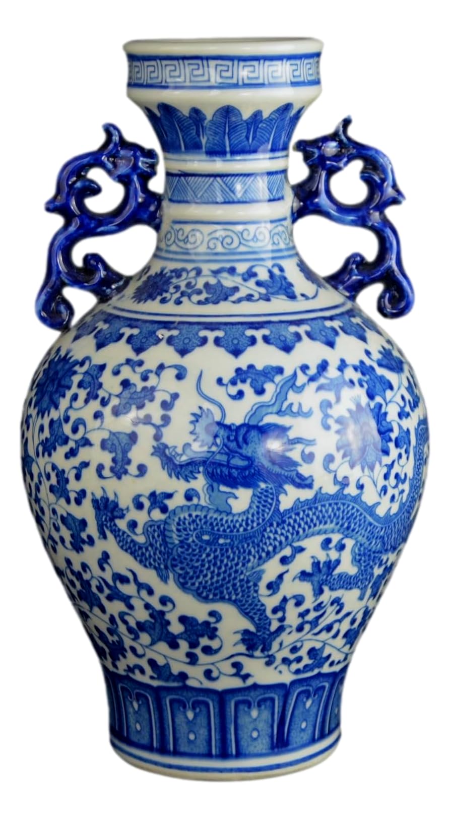 Classic Blue and White Dragon Porcelain Vase, Jingdezhen, China (Blue Dragon)