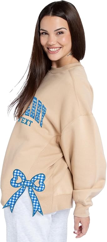 Custom Embroidered Sweatshirt - Side Bow Applique, Trendy Fancy Womens Top, Perfect For Christmas
