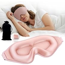 3D Contoured Sleep Eye mask Side Sleeper Men Women Zero Eye Pressure high Density Memory Foam Soft Breathable Light Blocking Night Blindfold Travel Yoga Napping Pink