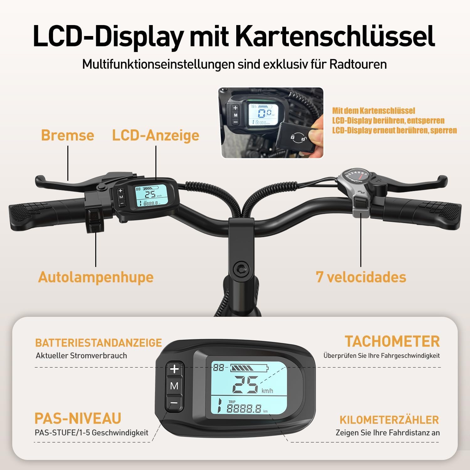 Eleglide E-Bike 24" mit 7-Gang Schaltung 250W Motor 13Ah Akku Höchstgeschwindigkeit 25km/h Hochkohlenstoffstahlrahmen City Elektrofahrrad, LCD Display 24" E-Bike für Erwachsene