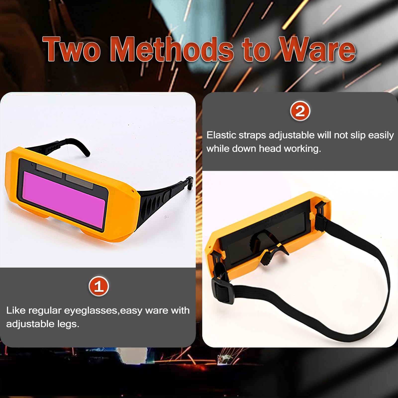 Gafas de soldadura con tecnología de oscurecimiento automático, sensores duales, diseño ligero, múltiples opciones de uso
