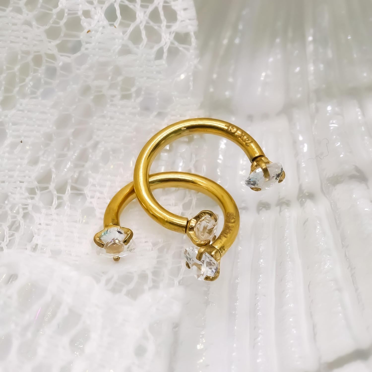 2 Pcs 14K Gold Filled Internal Thread Horseshoe Nose Ring,16G 18G 316L Stainless Steel Circular Barbell Helix Snug Tragus Rook Daith Cartilage Earring Lip Ring Piercing Jewelry for Women Men - Image 4